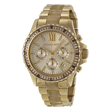 MICHAEL KORS Everest Light Champagne Dial Gold-tone and Horn Acetate Ladies Watch MK5874